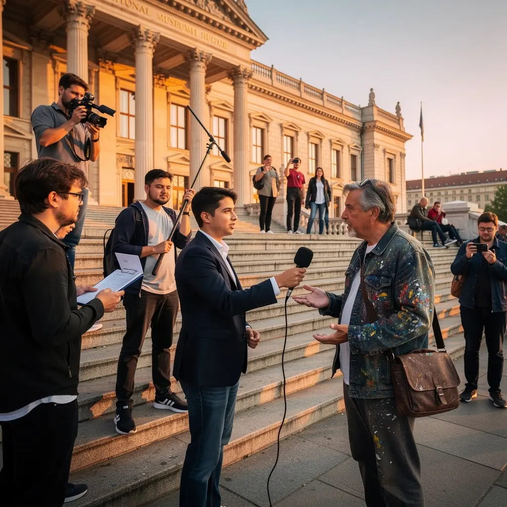 Szerkesztő a számítógép előtt ülve vágja a felvételeket, körülötte filmfelvételek.