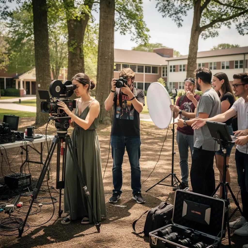 Rendező egy jelenetet irányít, miközben a színészek előkészülnek.
